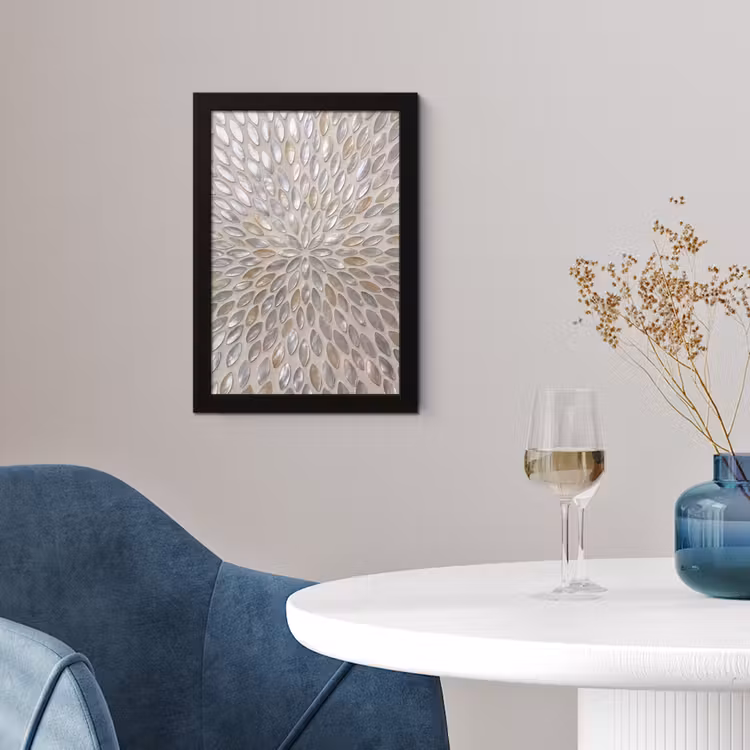 Patroon - Ovaal - Glanzend - Abstract - Beige fotolijst zwart zonder passe partout klein -sfeer4