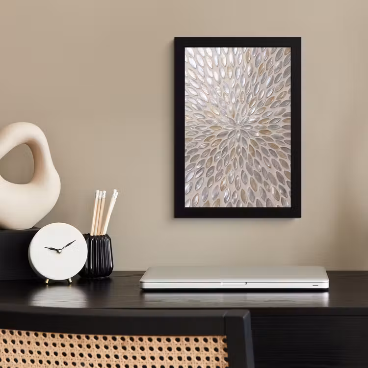 Patroon - Ovaal - Glanzend - Abstract - Beige fotolijst zwart zonder passe partout klein -sfeer1