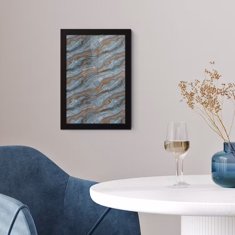 Patroon - Steen - Blauw fotolijst zwart zonder passe partout klein 224 -sfeer4