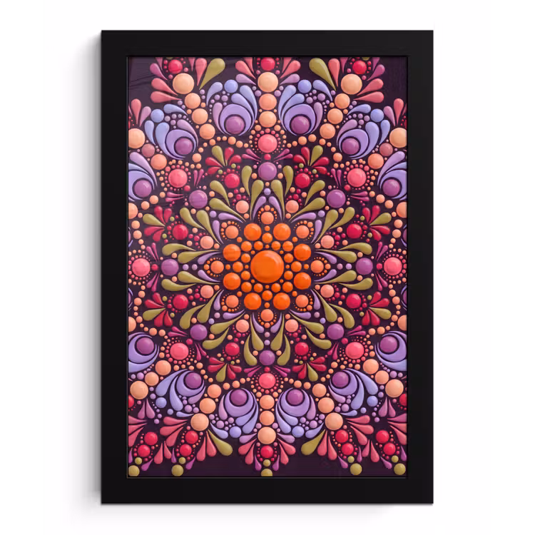 Patroon - Stippen - Abstract - Modern - Kleurrijk fotolijst zwart zonder passe partout klein -3d