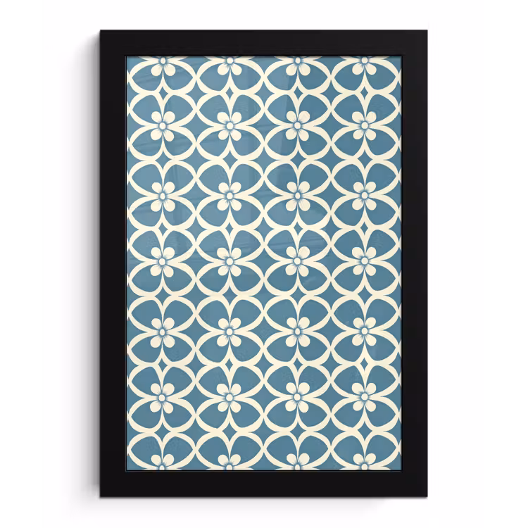Patroon - Symmetrisch - Blauw fotolijst zwart zonder passe partout klein 224 -3d