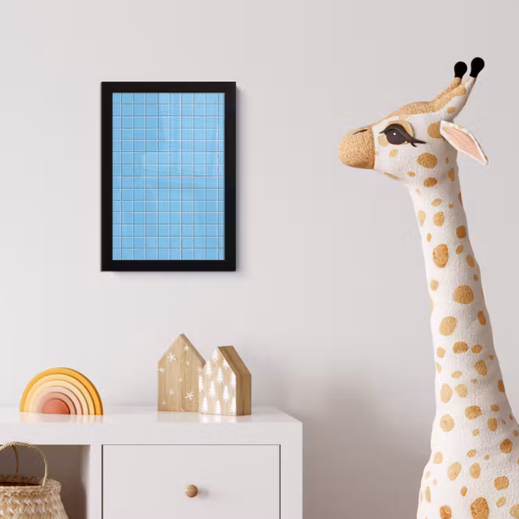 Patroon - Tegel - Pastel - Blauw fotolijst zwart zonder passe partout klein 224 -usfeer4_kinderkamer