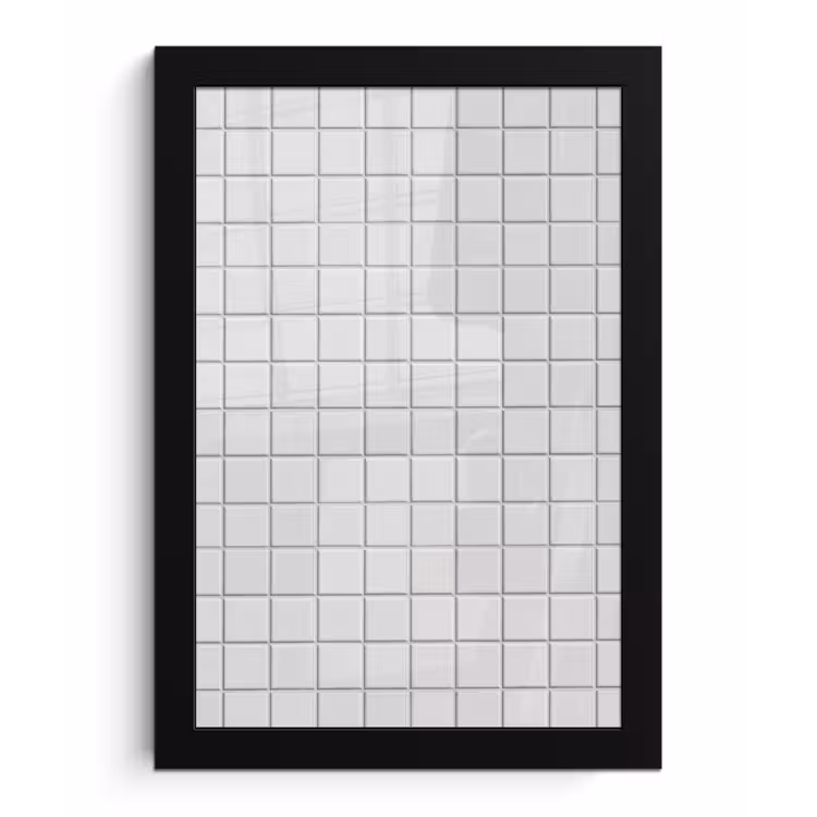 Patroon - Tegels - Grijs - Wit fotolijst zwart zonder passe partout klein 224 -3d
