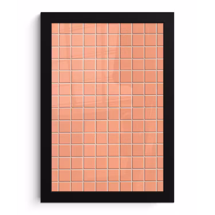Patroon - Tegels - Perzik fotolijst zwart zonder passe partout klein 224 -3d