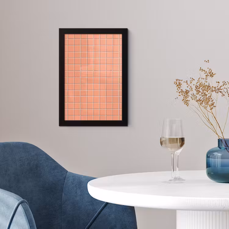 Patroon - Tegels - Perzik fotolijst zwart zonder passe partout klein 224 -sfeer4
