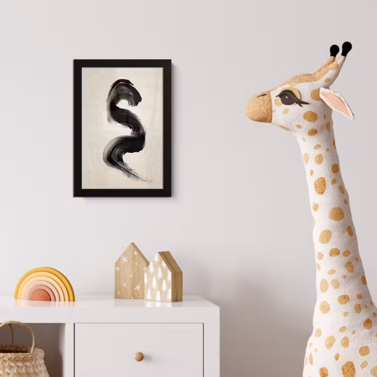 Penseelstreek - Zwart - Minimalistisch fotolijst zwart zonder passe partout klein -usfeer4_kinderkamer
