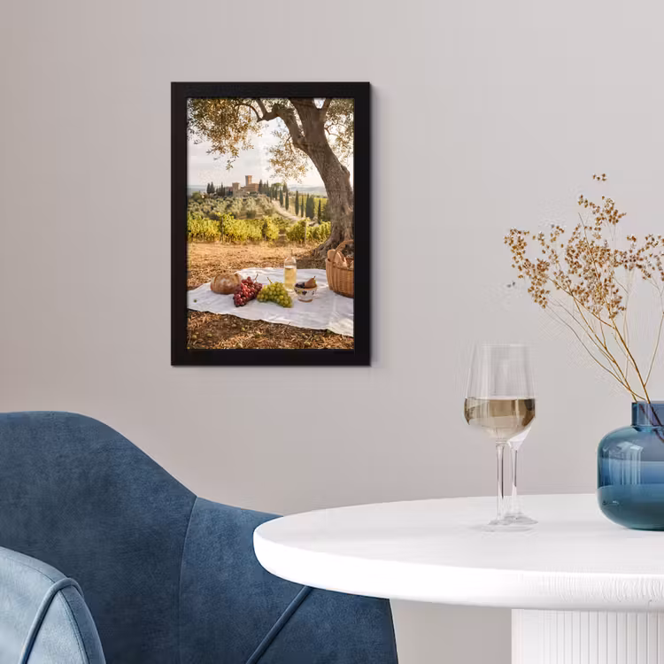 Picknick - Wijngaard - Landschap - Zomer - Eten fotolijst zwart zonder passe partout klein -sfeer4