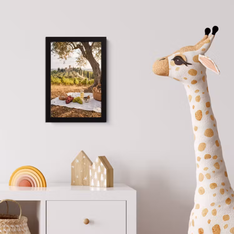 Picknick - Wijngaard - Landschap - Zomer - Eten fotolijst zwart zonder passe partout klein -usfeer4_kinderkamer