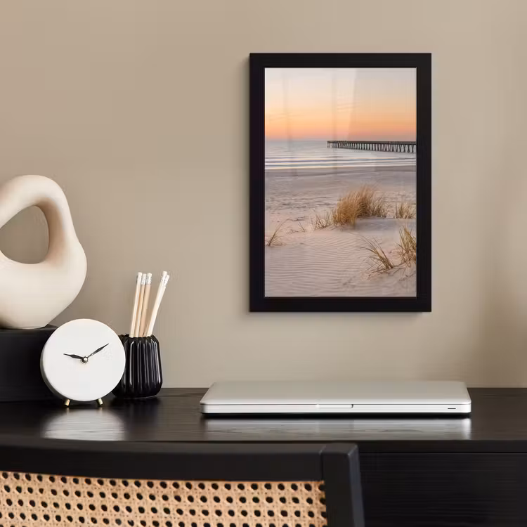 Pier - Zonsondergang - Strand fotolijst zwart zonder passe partout klein -sfeer1