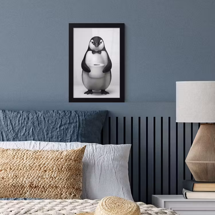 Pinguïn - WC rol - Wit fotolijst zwart zonder passe partout klein -sfeer3