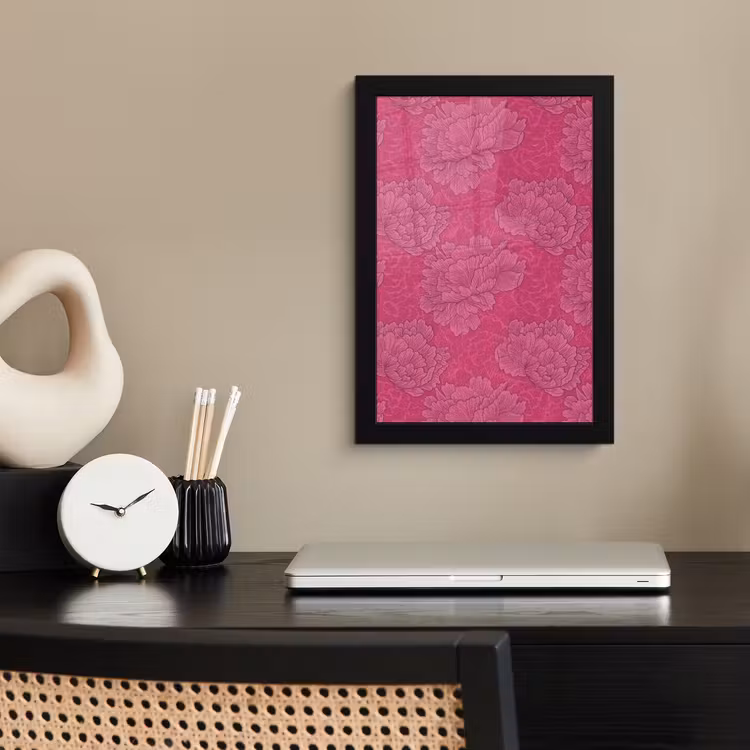 Pioenrozen - Energiek - Roze fotolijst zwart zonder passe partout klein 224 -sfeer1