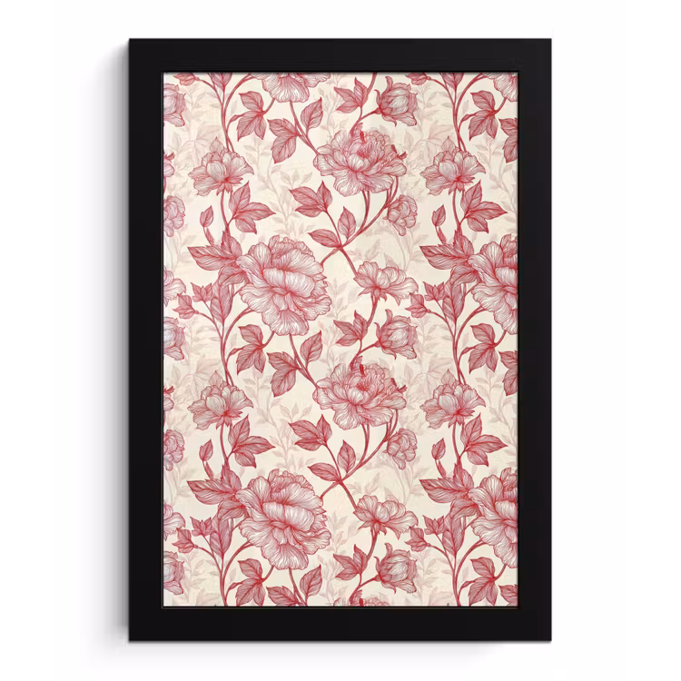 Pioenrozen - Modern - Rood fotolijst zwart zonder passe partout klein 224 -3d