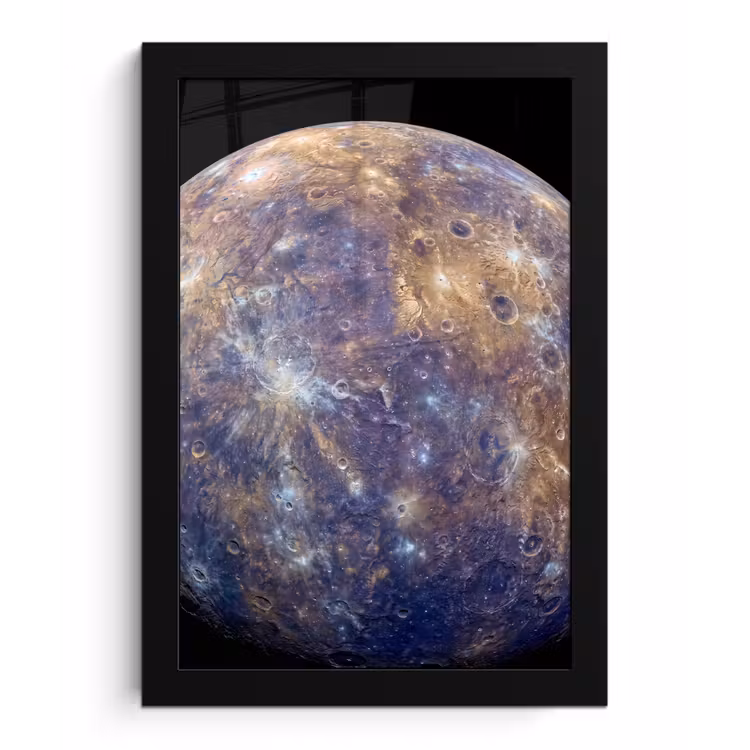 Poster met lijst - Planeet - Kraters - Ruimte - Planeet - Kraters - Ruimte fotolijst zwart zonder passe partout klein
