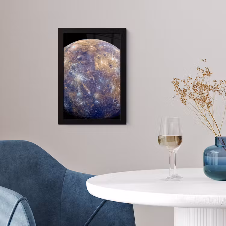 Poster met lijst - Planeet - Kraters - Ruimte - Planeet - Kraters - Ruimte fotolijst zwart zonder passe partout klein