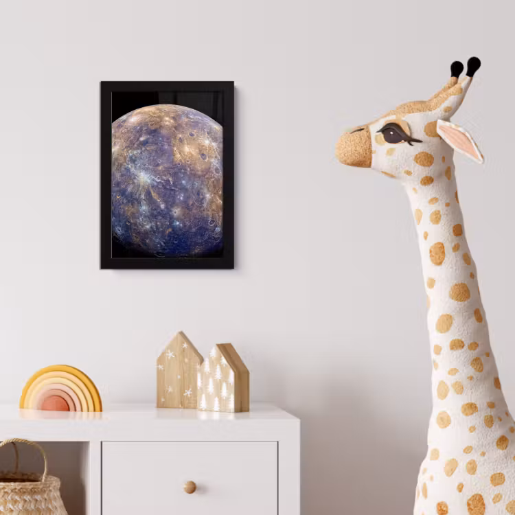 Poster met lijst - Planeet - Kraters - Ruimte - Planeet - Kraters - Ruimte fotolijst zwart zonder passe partout klein
