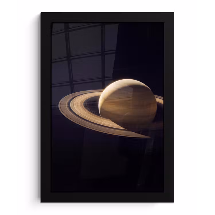Poster met lijst - Planeet - Ringen - Ruimte - Planeet - Ringen - Ruimte fotolijst zwart zonder passe partout klein