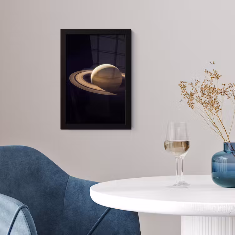 Poster met lijst - Planeet - Ringen - Ruimte - Planeet - Ringen - Ruimte fotolijst zwart zonder passe partout klein