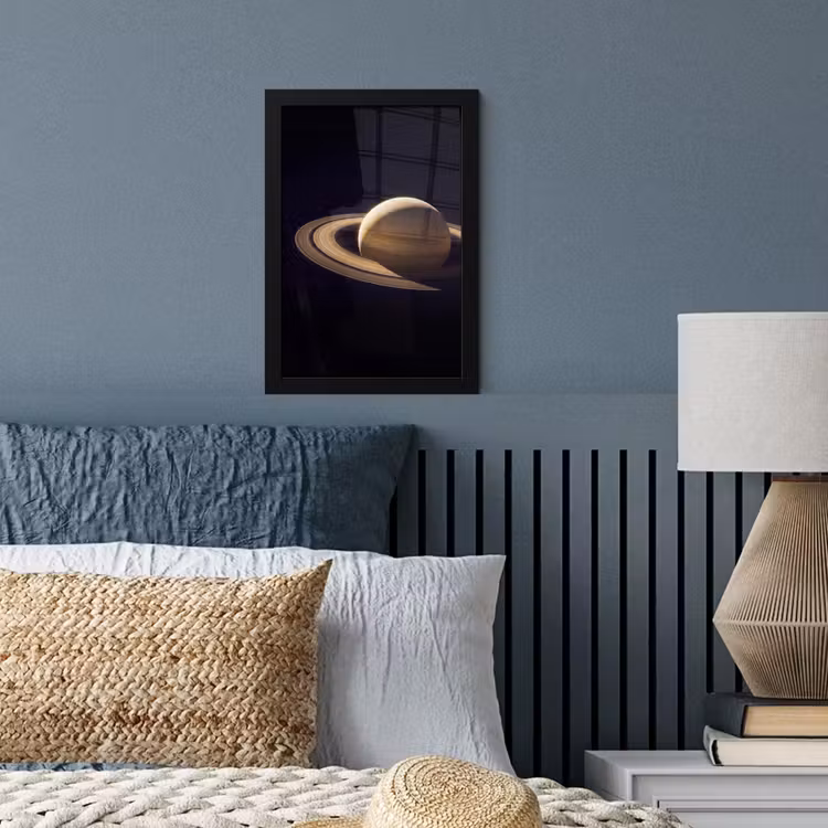 Poster met lijst - Planeet - Ringen - Ruimte - Planeet - Ringen - Ruimte fotolijst zwart zonder passe partout klein