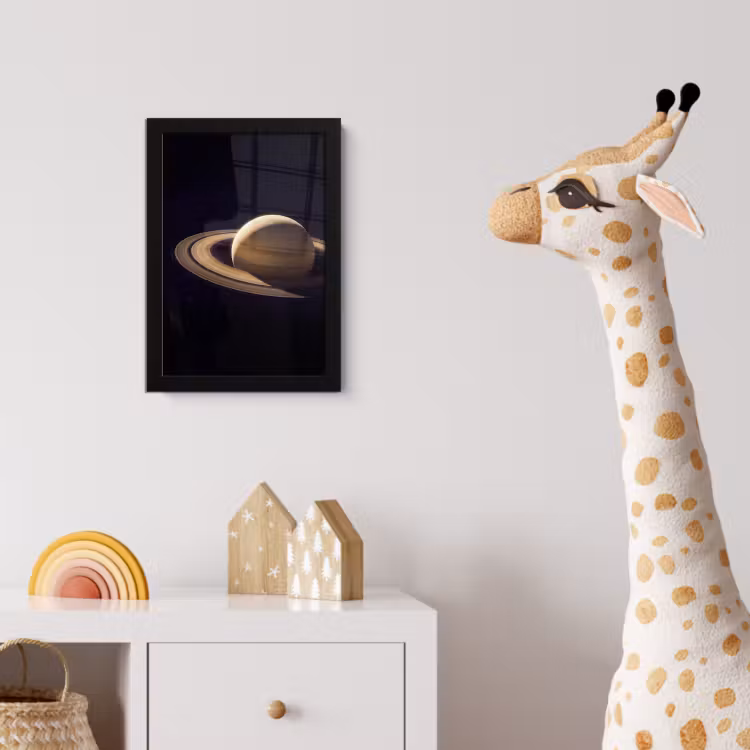 Poster met lijst - Planeet - Ringen - Ruimte - Planeet - Ringen - Ruimte fotolijst zwart zonder passe partout klein