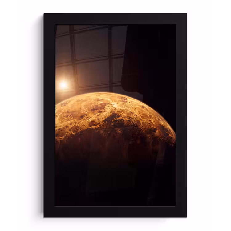 Poster met lijst - Planeet - Ruimte - Oranje - Planeet - Ruimte - Oranje fotolijst zwart zonder passe partout klein