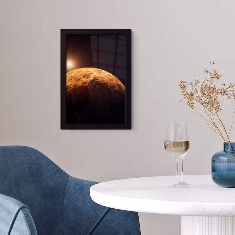 Poster met lijst - Planeet - Ruimte - Oranje - Planeet - Ruimte - Oranje fotolijst zwart zonder passe partout klein
