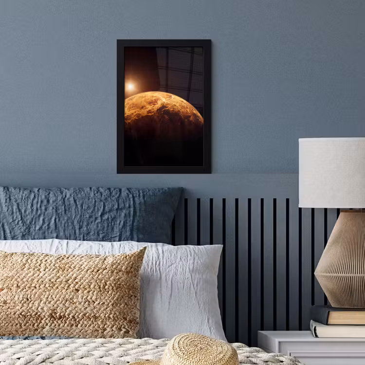 Poster met lijst - Planeet - Ruimte - Oranje - Planeet - Ruimte - Oranje fotolijst zwart zonder passe partout klein