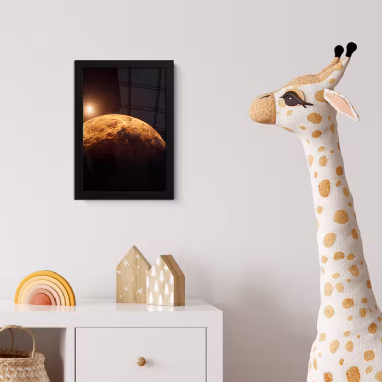 Poster met lijst - Planeet - Ruimte - Oranje - Planeet - Ruimte - Oranje fotolijst zwart zonder passe partout klein