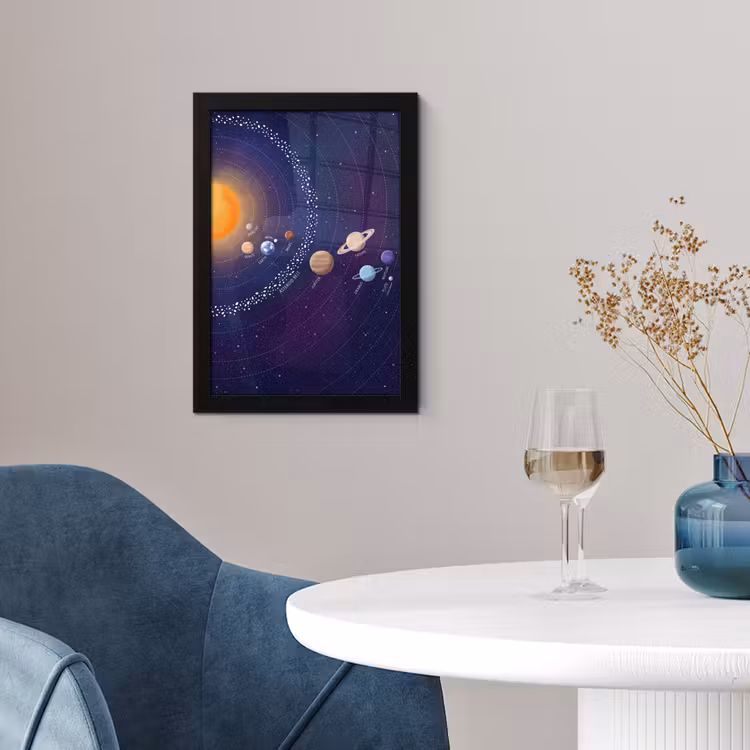 Planetenstelsel - Ruimte - Illustratie fotolijst zwart zonder passe partout klein -sfeer4