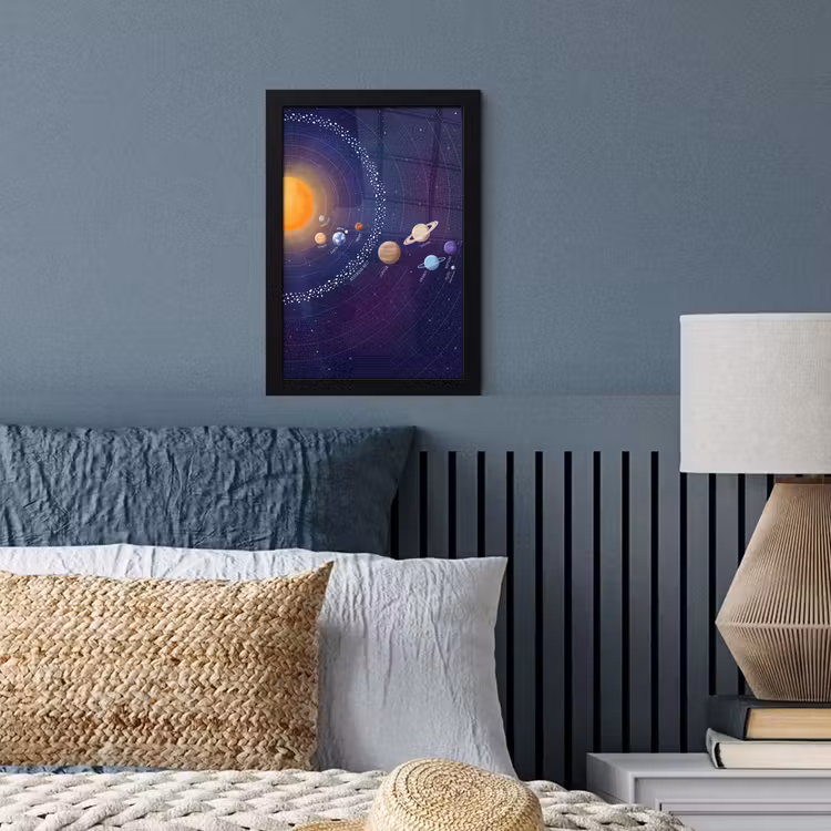 Planetenstelsel - Ruimte - Illustratie fotolijst zwart zonder passe partout klein -sfeer3