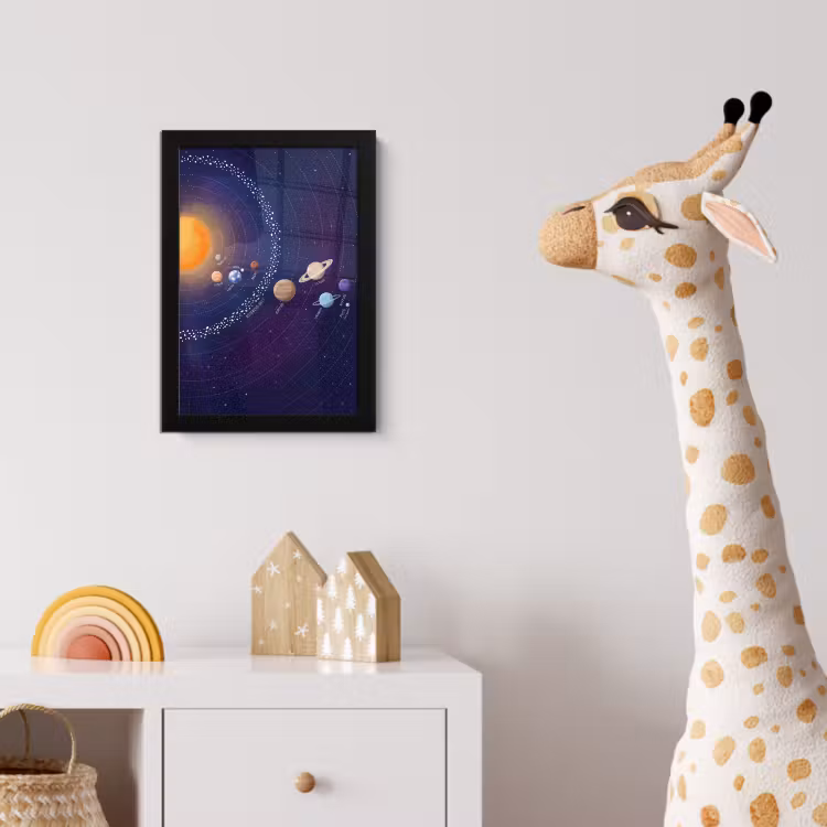 Planetenstelsel - Ruimte - Illustratie fotolijst zwart zonder passe partout klein -usfeer4_kinderkamer