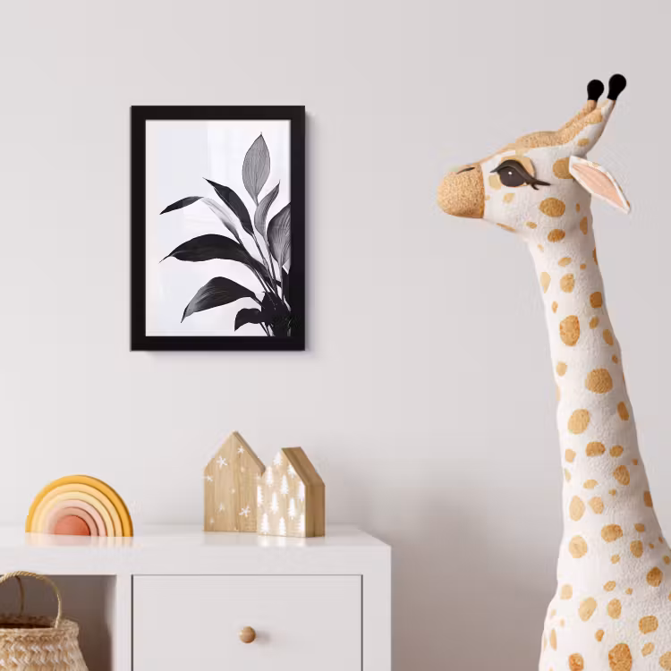 Plant - Bladeren - Minimalistisch - Zwart fotolijst zwart zonder passe partout klein -usfeer4_kinderkamer