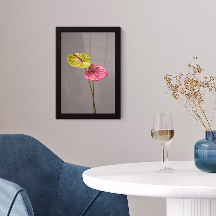Planten - Anthurium - Groen - Roze fotolijst zwart zonder passe partout klein -sfeer4