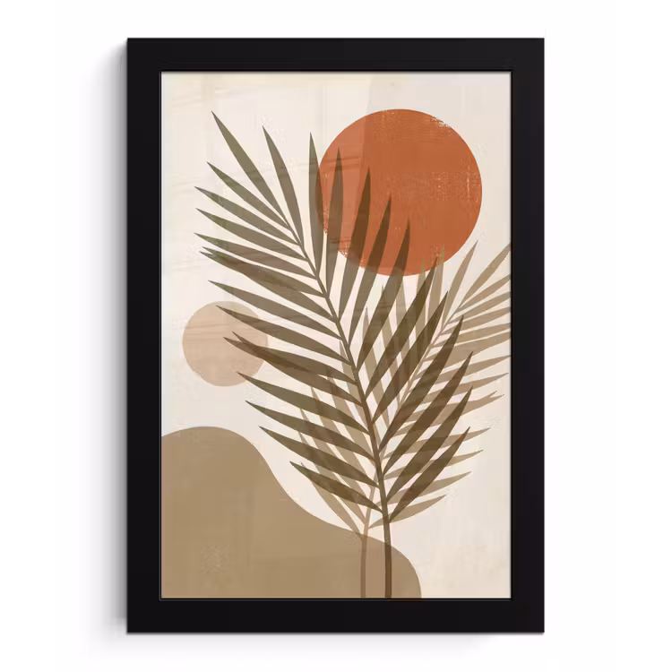 Planten - Bladeren - Abstract - Modern - Beige fotolijst zwart zonder passe partout klein -3d