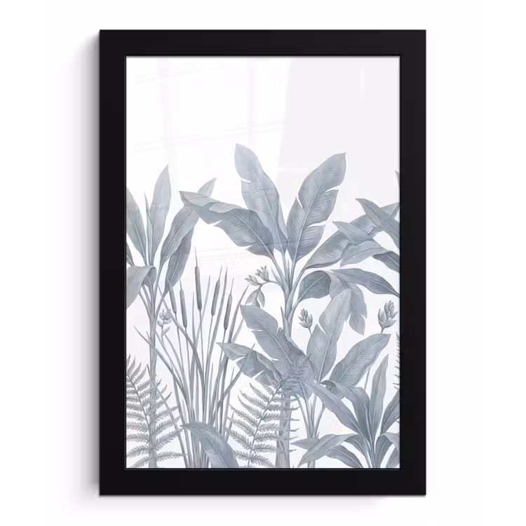 Planten - Bladeren - Natuur - Grijs fotolijst zwart zonder passe partout klein -3d