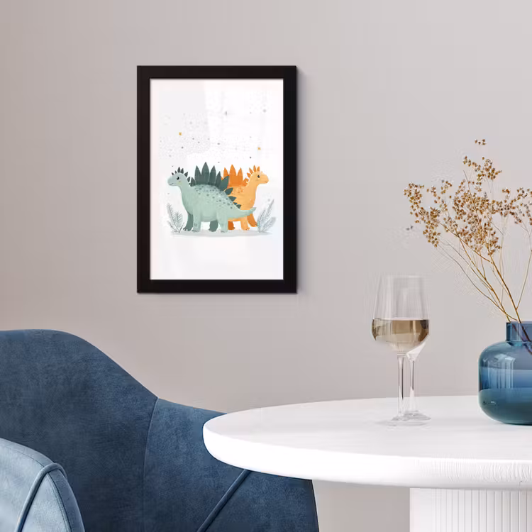 Planten - Sterren - Dinosaurussen - Oranje fotolijst zwart zonder passe partout klein -sfeer4
