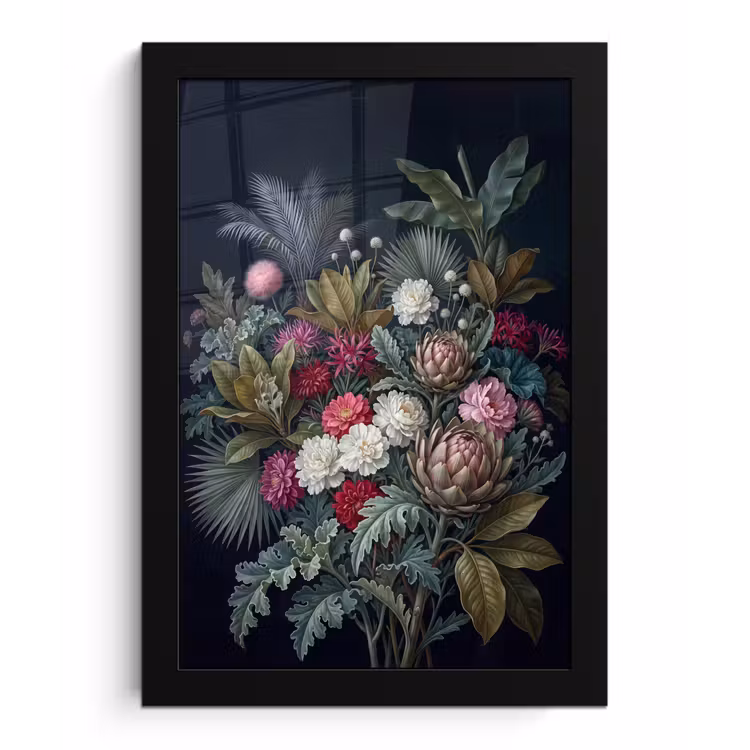 Planten - Tropisch - Botanisch - Donker - Groen fotolijst zwart zonder passe partout klein -3d