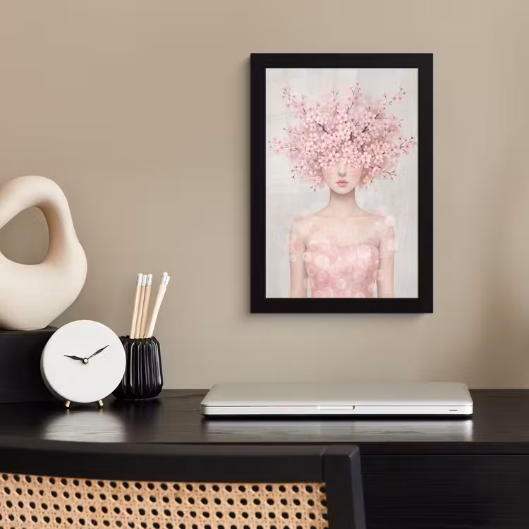 Portret - Kersenbloesem - Roze fotolijst zwart zonder passe partout klein -sfeer1