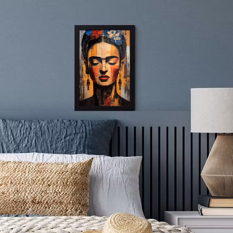Portret - Vrouw - Bloemen fotolijst zwart zonder passe partout klein -sfeer3