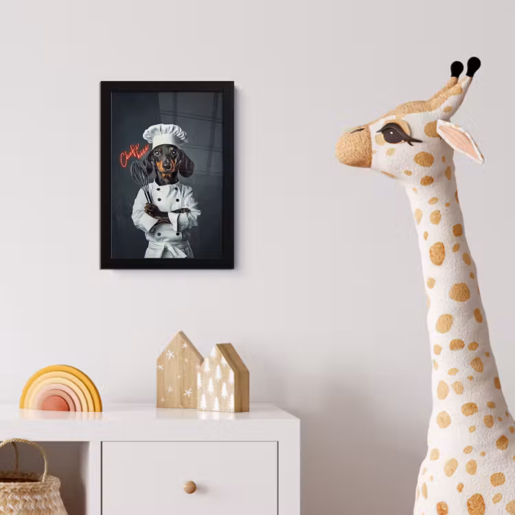 Quote - Neon - Hond - Kokskleding fotolijst zwart zonder passe partout klein -usfeer4_kinderkamer