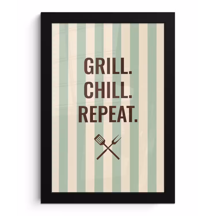 Quote - Strepen - Grill fotolijst zwart zonder passe partout klein -3d