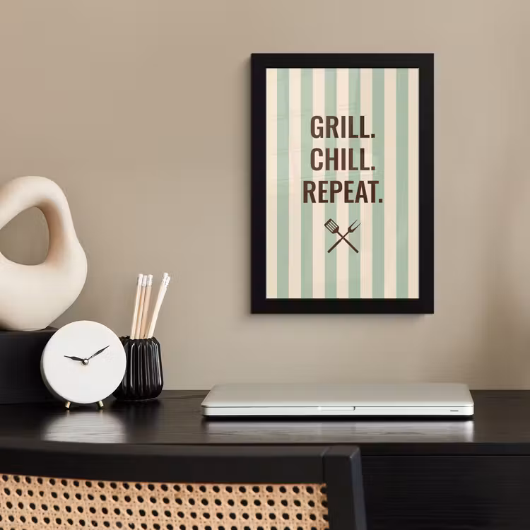 Quote - Strepen - Grill fotolijst zwart zonder passe partout klein -sfeer1
