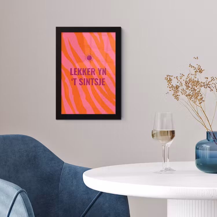 Quote - Zomer - Roze fotolijst zwart zonder passe partout klein -sfeer4