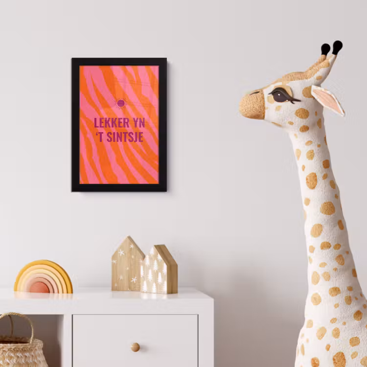 Quote - Zomer - Roze fotolijst zwart zonder passe partout klein -usfeer4_kinderkamer