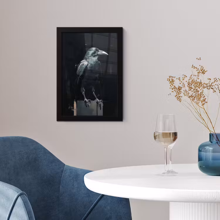 Raaf - Vogels - Zwart fotolijst zwart zonder passe partout klein -sfeer4