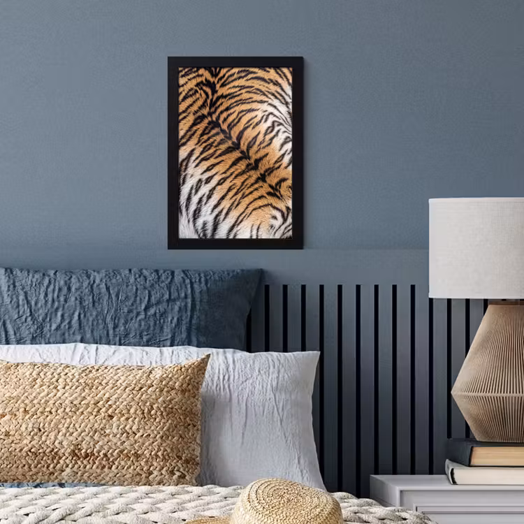 Realistisch - Tijgervacht - Zwart fotolijst zwart zonder passe partout klein -sfeer3