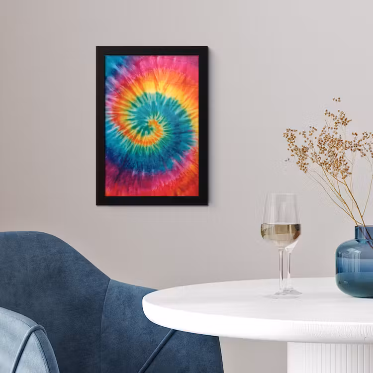 Regenboogkleuren - Tie dye - fotolijst zwart zonder passe partout klein -sfeer4