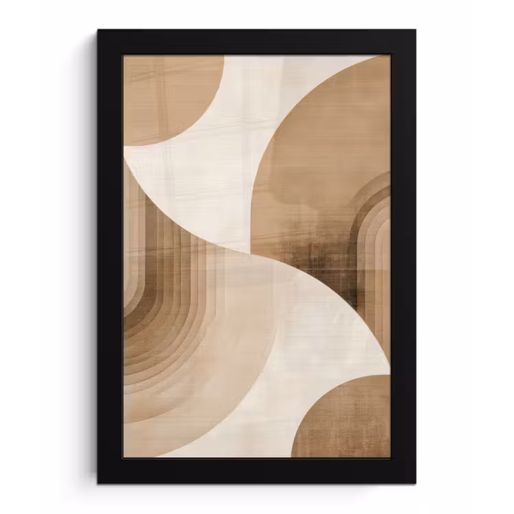 Retro - Geometrische lagen - Aardetinten fotolijst zwart zonder passe partout klein -3d