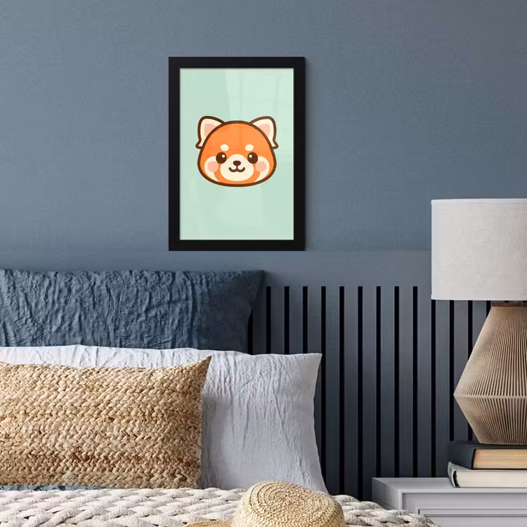 Rode panda - Groen - Cartoon fotolijst zwart zonder passe partout klein -sfeer3