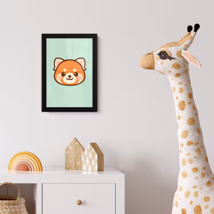 Rode panda - Groen - Cartoon fotolijst zwart zonder passe partout klein -usfeer4_kinderkamer