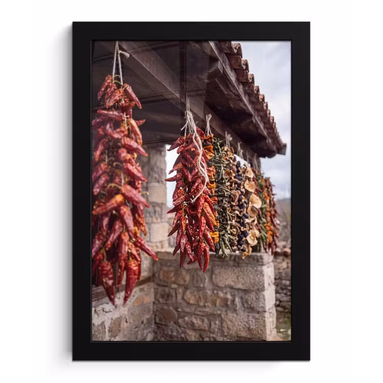 Poster met lijst - Rode pepers - Eten - Rode pepers - Eten fotolijst zwart zonder passe partout klein